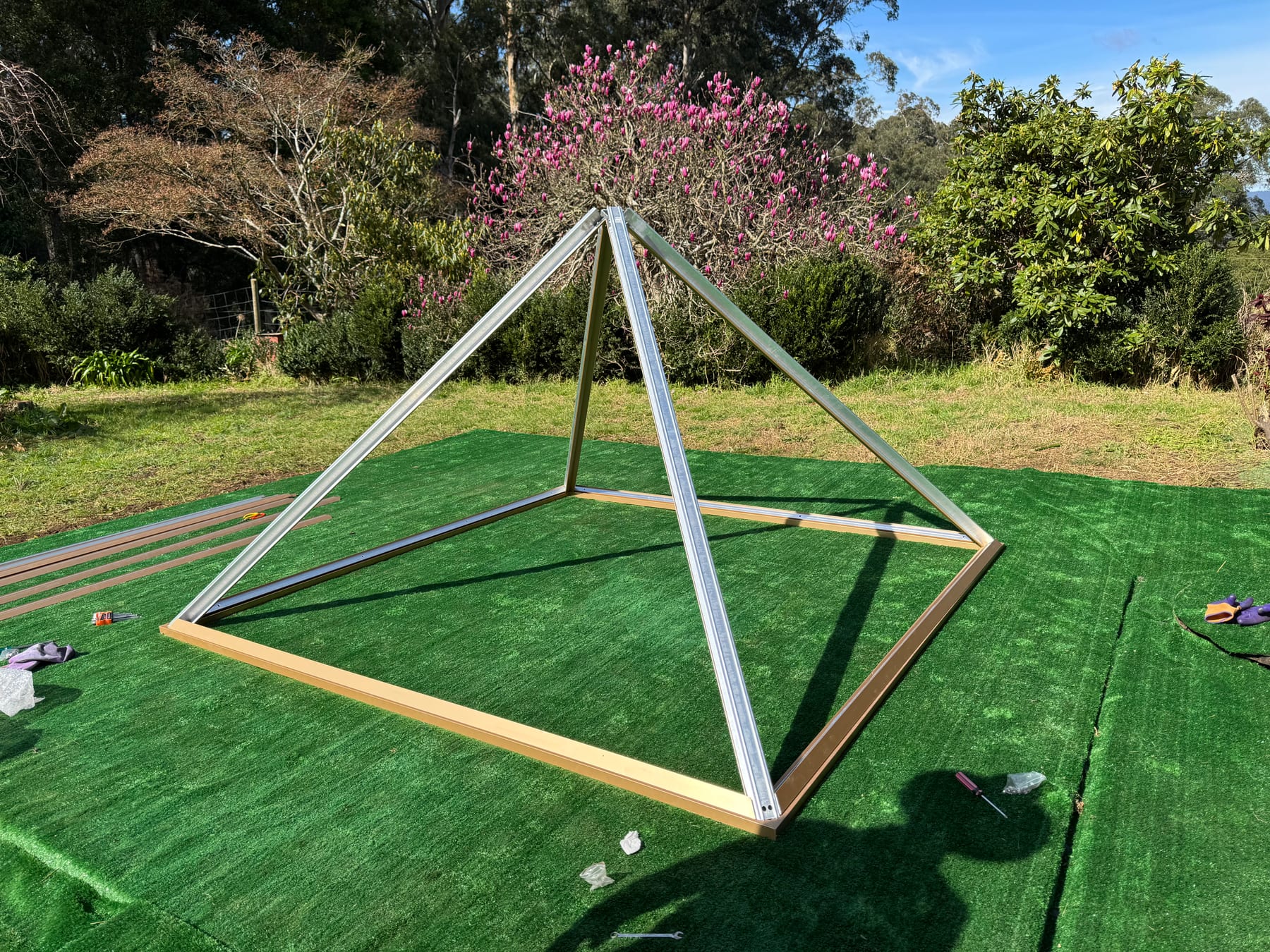 Base and structural frame during assembly